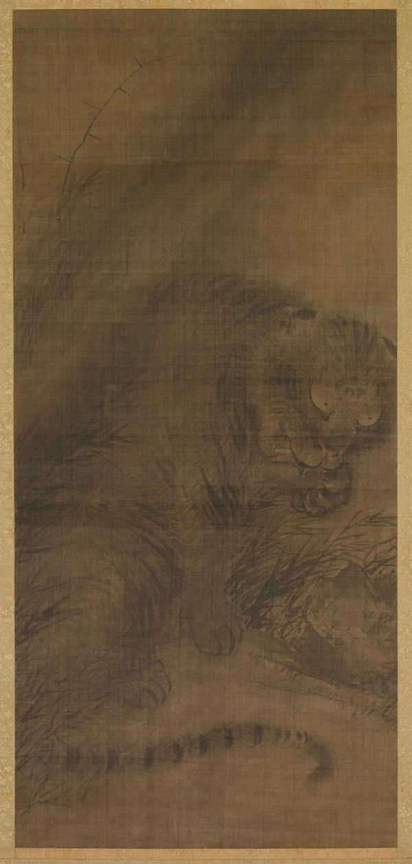 A solitary tiger in ink, hanging-scroll painting by the Southern Song monk-painter Muqi (13th century), Cleveland Museum of Art